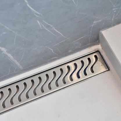 SereneDrains 60 Inch Linear Shower Drain Kit with 2 Inch Drain Flange, Hair Trap | 6 Grate Designs