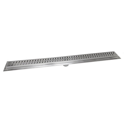 Linear Drain Brushed Nickel Ocean Wave Design, SereneDrains