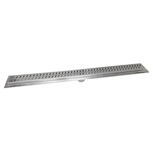 Linear Drain Brushed Nickel Ocean Wave Design, SereneDrains