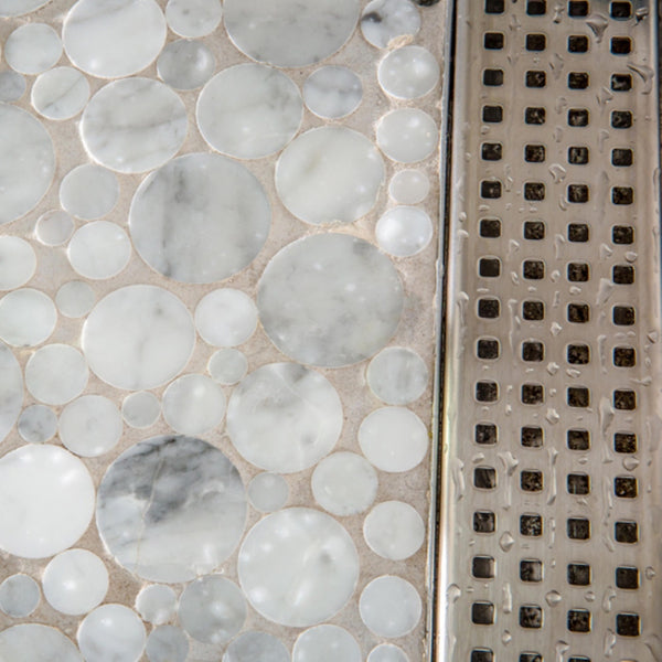 Modern Linear Shower Drain, Brushed Nickel Traditional Square | SereneDrains