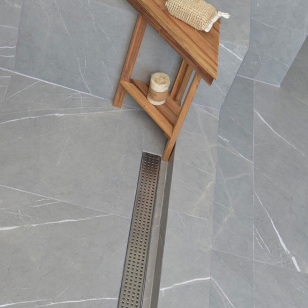 Modern Linear Shower Drain, Brushed Nickel Traditional Square | SereneDrains