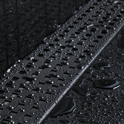 Flush Wall-Mount Black Wall Linear Drain, Square Perforated Design with Backwall Flange