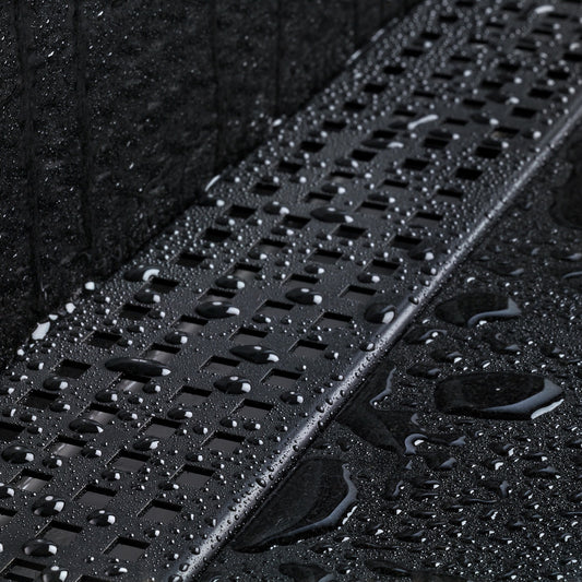 Black Wall Linear Shower Drain, Square Design, Three-Side Flange