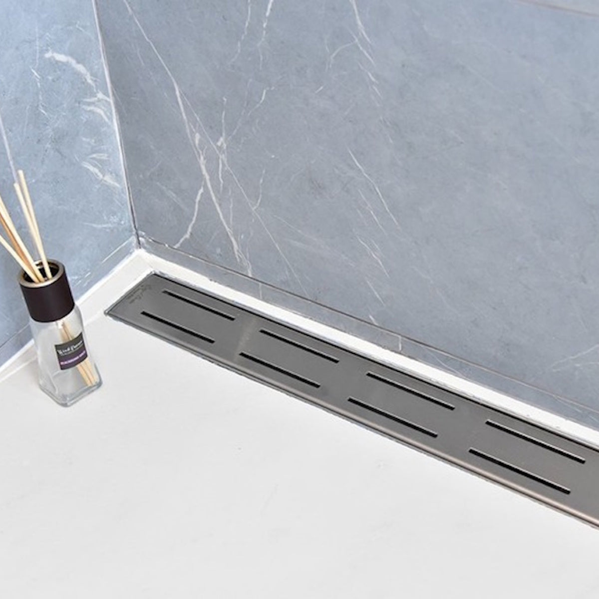 Long Shower Drain Brushed Nickel Parallel Design, SereneDrains