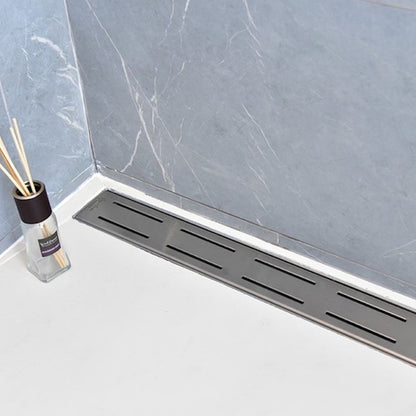 Long Shower Drain Brushed Nickel Parallel Design, SereneDrains