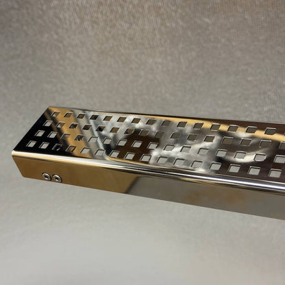 Wall Linear Shower Drain, Backwall Return Flange, Polished Square Design