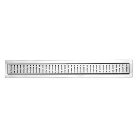 Shower Channel Drain Brushed Nickel Wind Design, SereneDrains