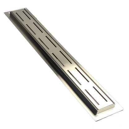 Long Shower Drain Brushed Nickel Parallel Design, SereneDrains
