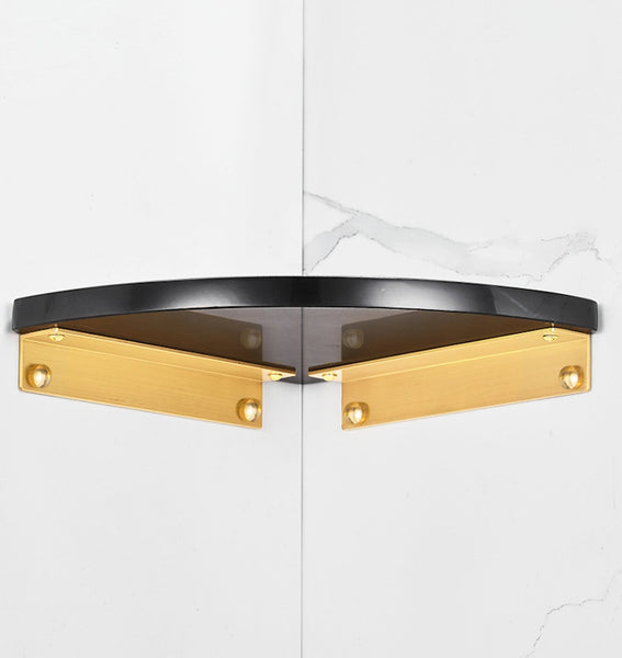 Black Marble Wall-Mounted Rounded Shower Shelf