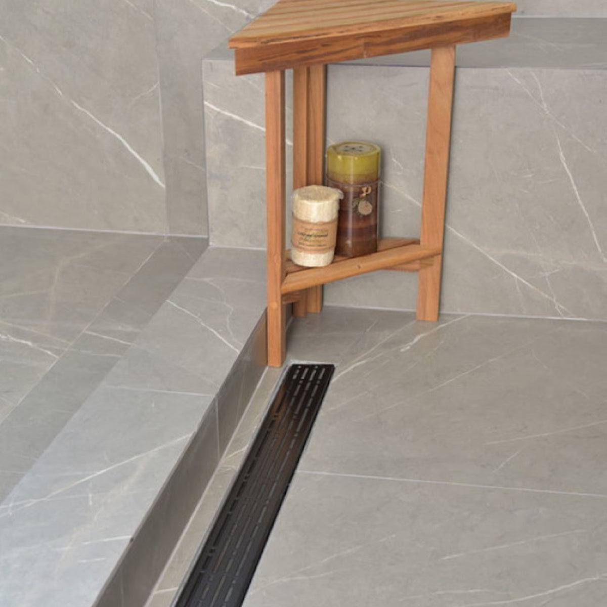 SereneDrains Matte Black Linear Shower Drain Broken Lane Design