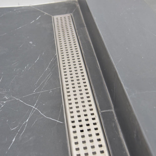 24 Inch Linear Shower Drain Offset Outlet with Hair Strainer by SereneDrains