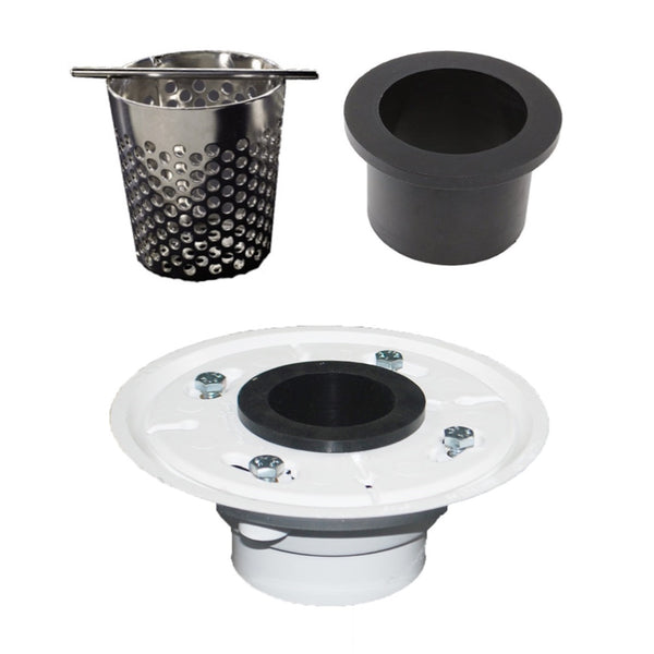 SereneDrains 16 Inch Linear Shower Drain Kit with 2 Inch Drain Flange, Hair Trap | 6 Grate Designs