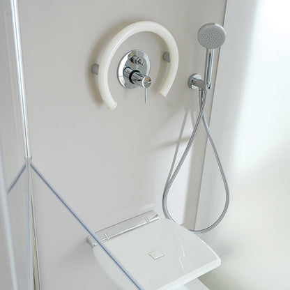 Round Curved Shower Grab Rails, Ponte Giulio Maxima Round Grab Bars in White