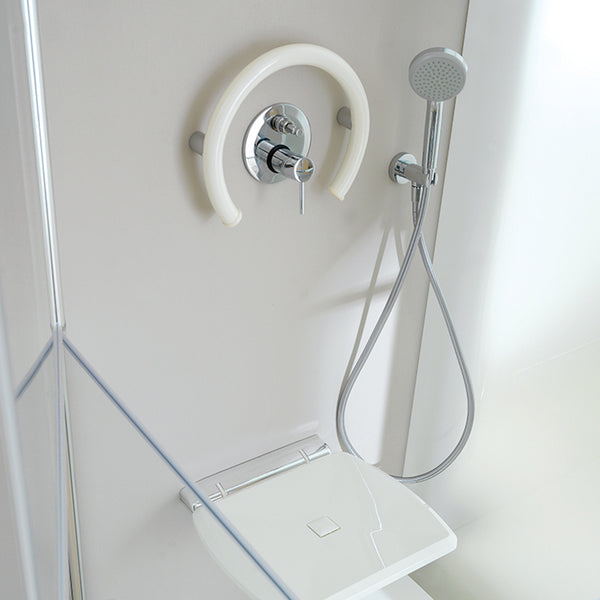 Curved Shower Grab Bars, Ponte Giulio Maxima Round Grab Bars in Ivory