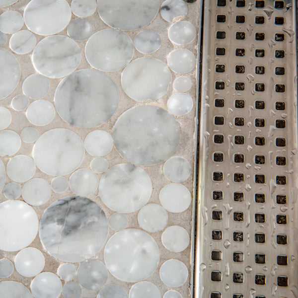 24 Inch Linear Shower Drain Offset Outlet with Hair Strainer by SereneDrains