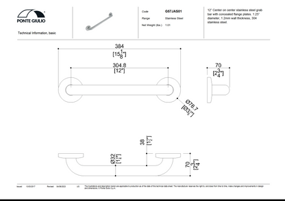 12 Inch Matte Black Shower Grab Bars for Shower Safety