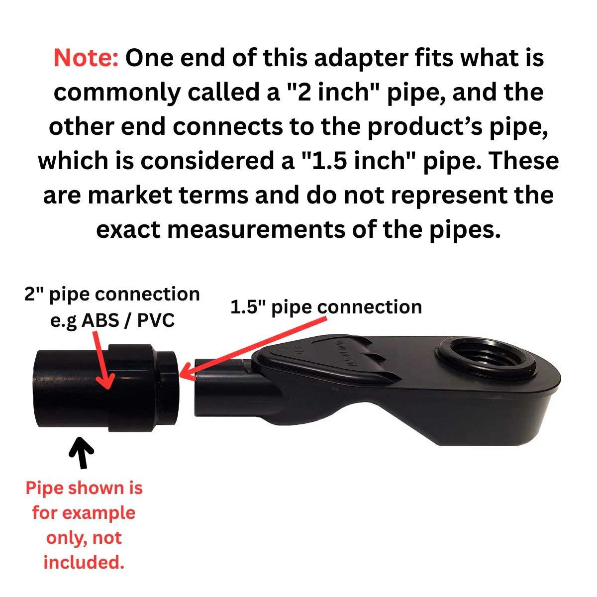 ABS horizontal shower drain converter showing the vertical-to-horizontal side outlet transition for concrete slab foundations.