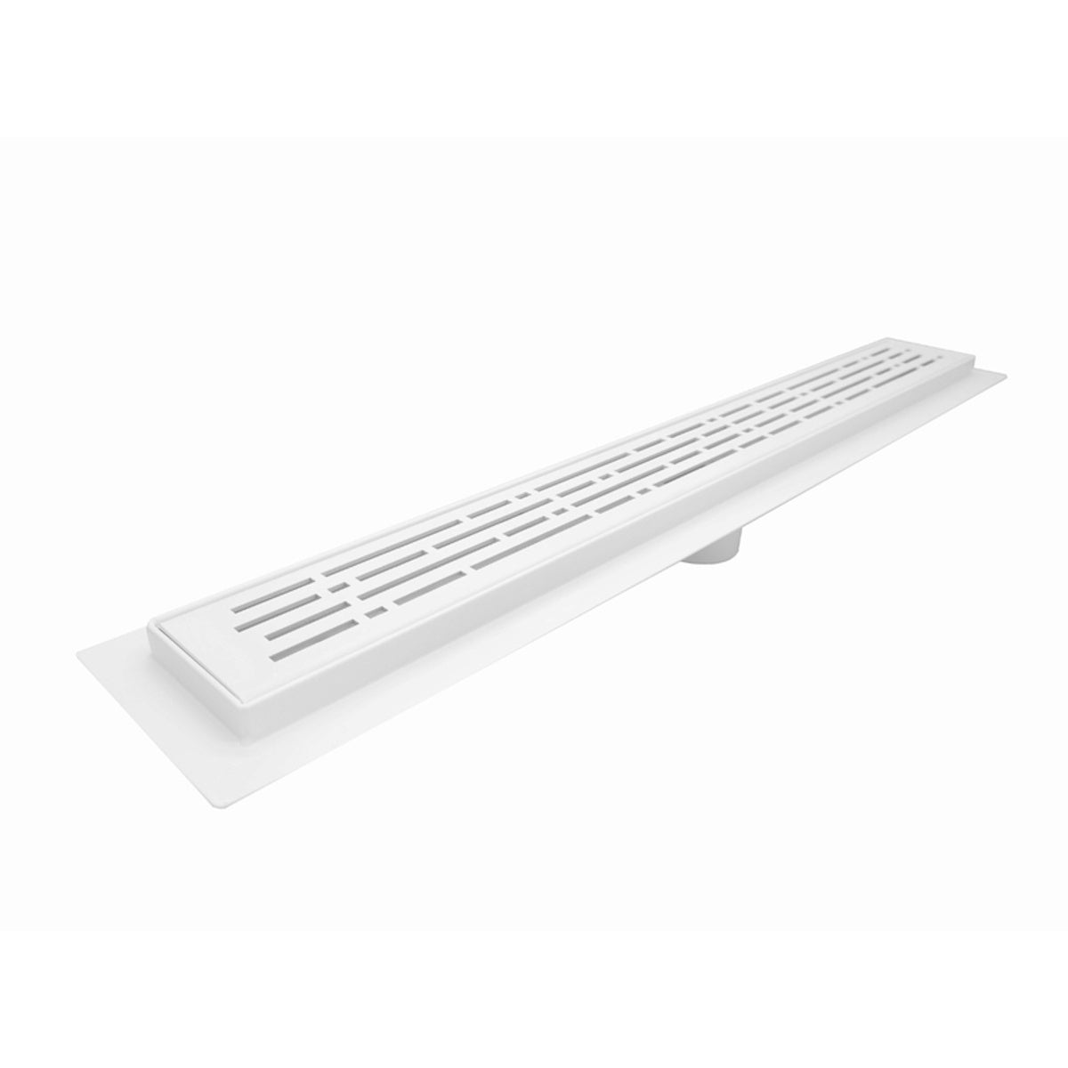 Matte White Linear Shower Drains, Stainless Steel Broken Lane Design by SereneDrains