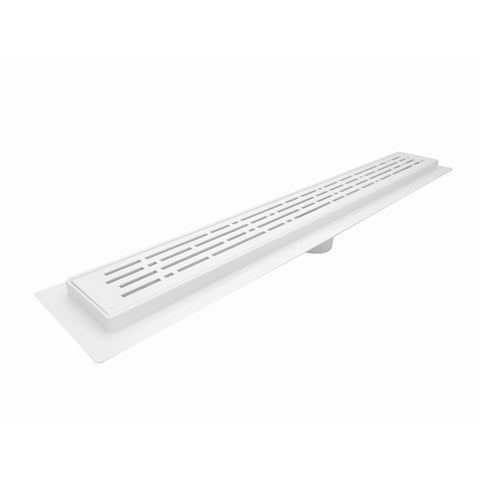 Matte White Linear Shower Drains, Stainless Steel Broken Lane Design by SereneDrains