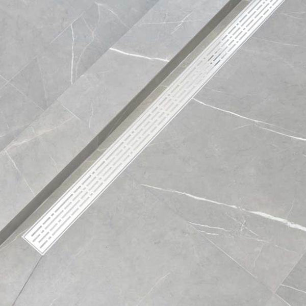 Matte White Linear Shower Drains, Stainless Steel Broken Lane Design by SereneDrains