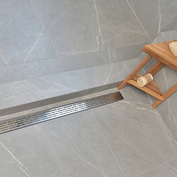 SereneDrains 16 Inch Linear Shower Drain Kit with 2 Inch Drain Flange, Hair Trap | 6 Grate Designs