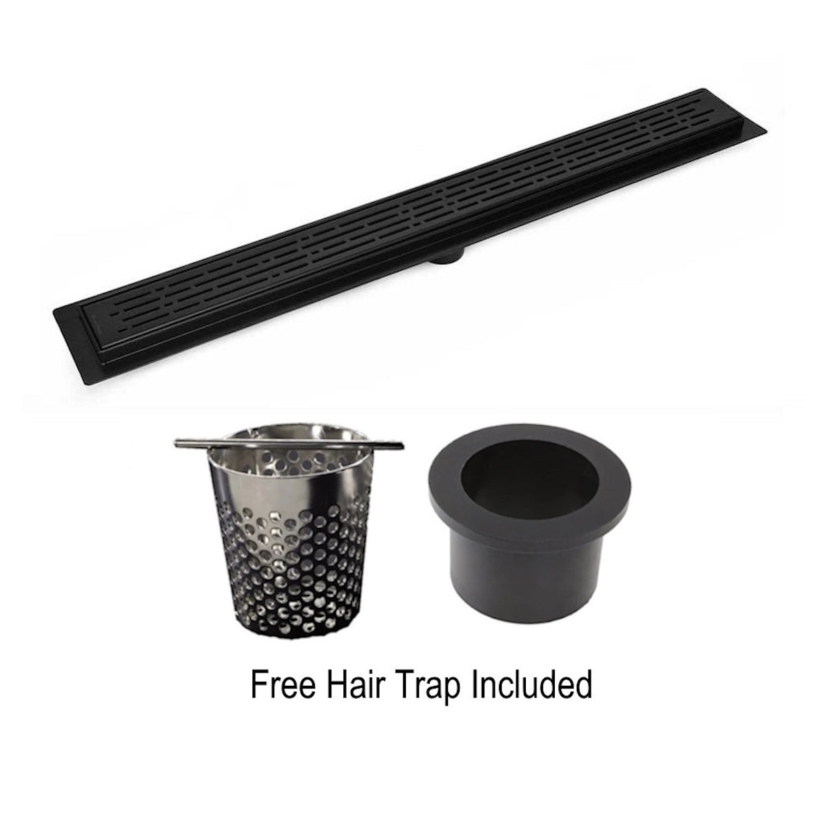 SereneDrains Matte Black Linear Shower Drain Broken Lane Design