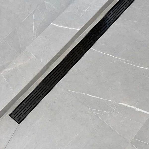 SereneDrains Matte Black Linear Shower Drain Broken Lane Design