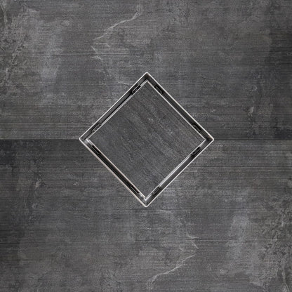 6 Inch Square Tileable Shower Drain with Hair Strainer and Drain Flange