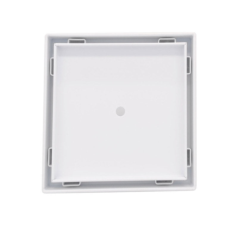 5 Inch White Tile-in Shower Drain with Hair Trap and Base Flange Kit