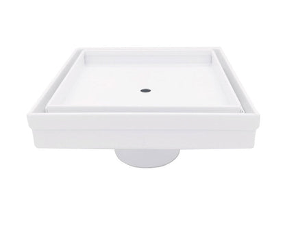 5 Inch White Tile-in Shower Drain with Hair Trap and Base Flange Kit