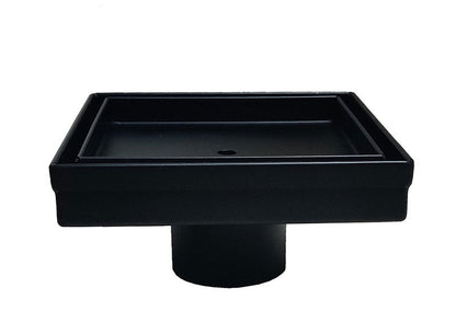 5 Inch Tile Insert Square Black Shower Drain with Hair Trap and Base Flange