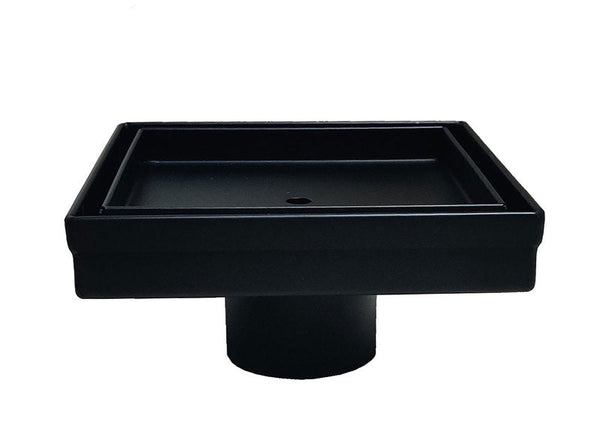 5 Inch Tile Insert Square Black Shower Drain with Hair Trap and Base Flange
