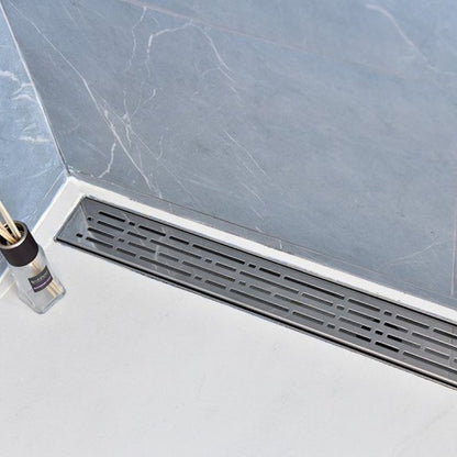 Linear Drain Brushed Nickel Broken Lane Design, SereneDrains