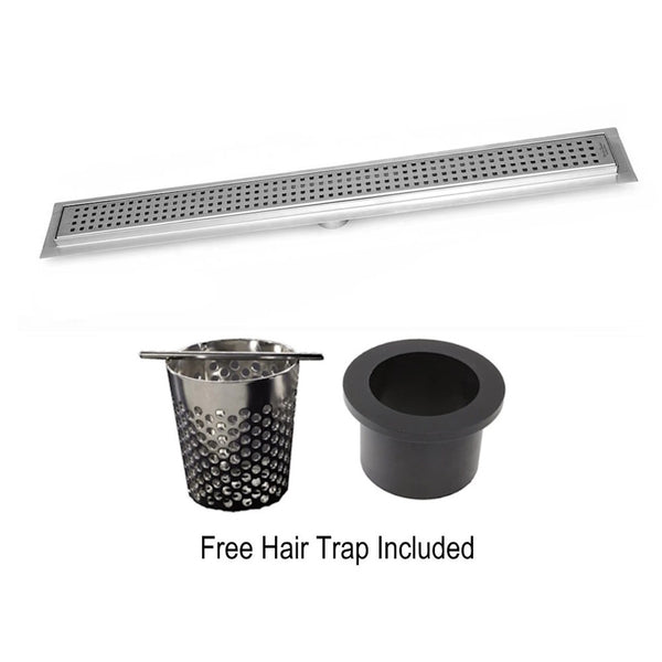 Modern Linear Shower Drain, Brushed Nickel Traditional Square | SereneDrains