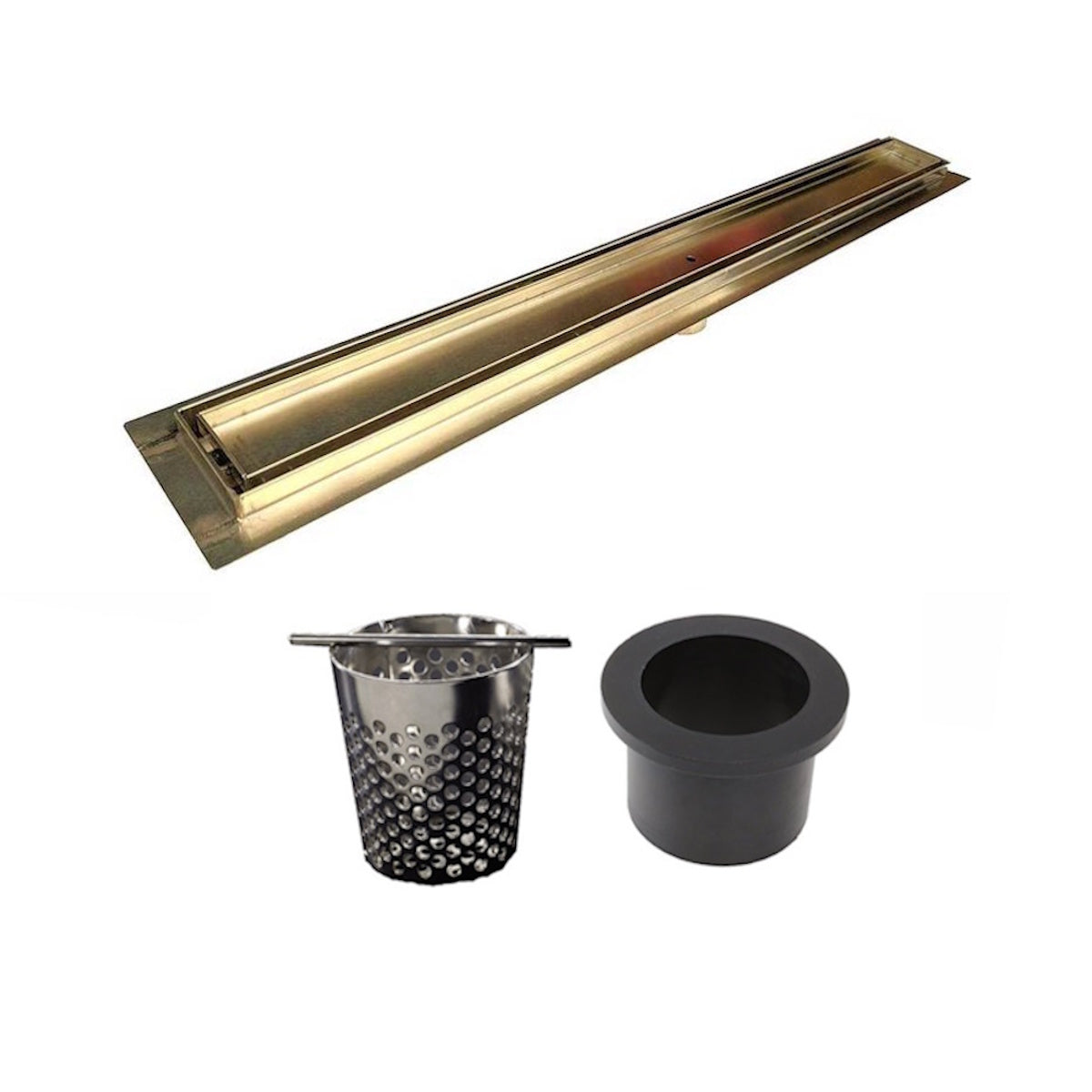 Gold Tile Insert Linear Shower Drain, Designer Gold Bathroom Floor Drain