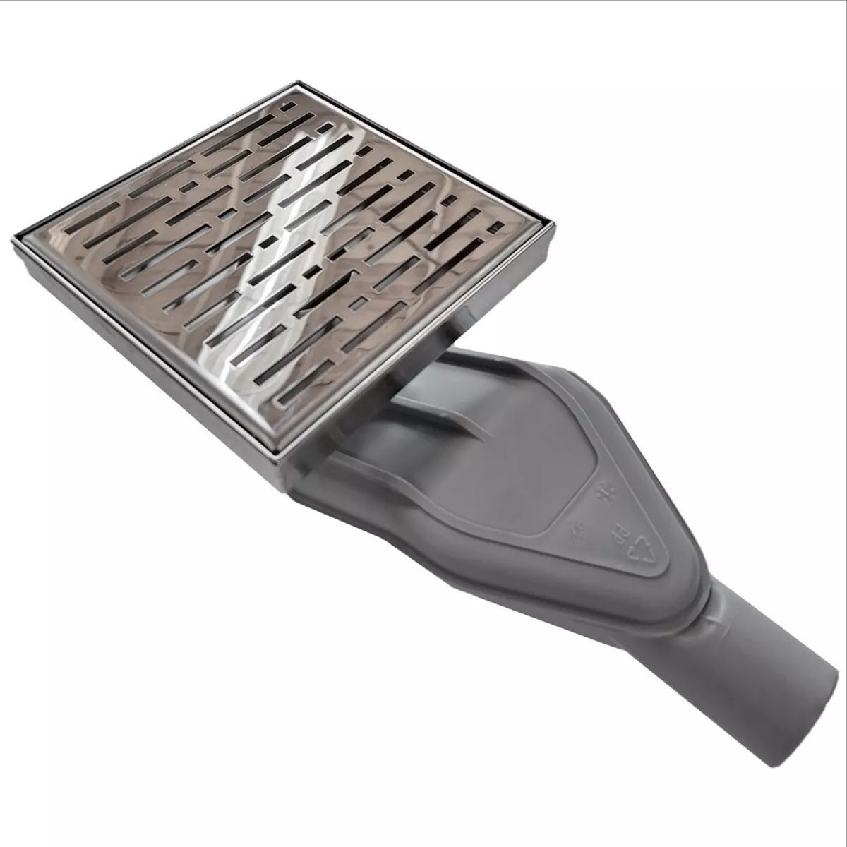 SereneDrains WOW Drain Horizontal Side Discharge Outlet with 6-inch Square Shower Drain Kit 