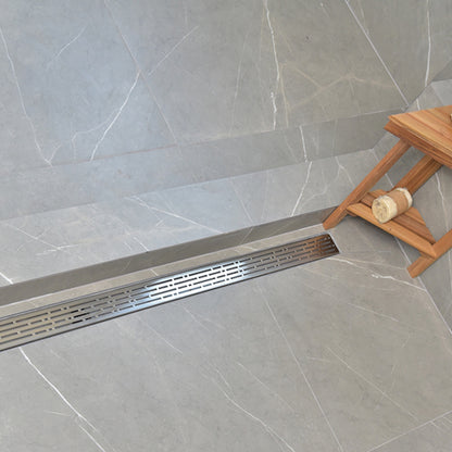 SereneDrains 60 Inch Linear Shower Drain Kit with 2 Inch Drain Flange, Hair Trap | 6 Grate Designs