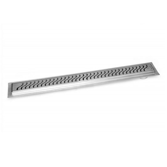 30 Inch Linear Drain Offset Outlet with Hair Strainer by SereneDrains