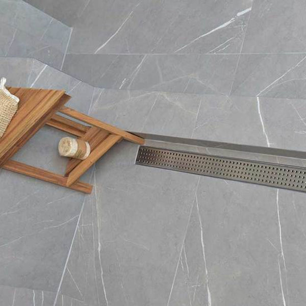 SereneDrains 16 Inch Linear Shower Drain Kit with 2 Inch Drain Flange, Hair Trap | 6 Grate Designs