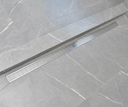 SereneDrains 16 Inch Linear Shower Drain Kit with 2 Inch Drain Flange, Hair Trap | 6 Grate Designs