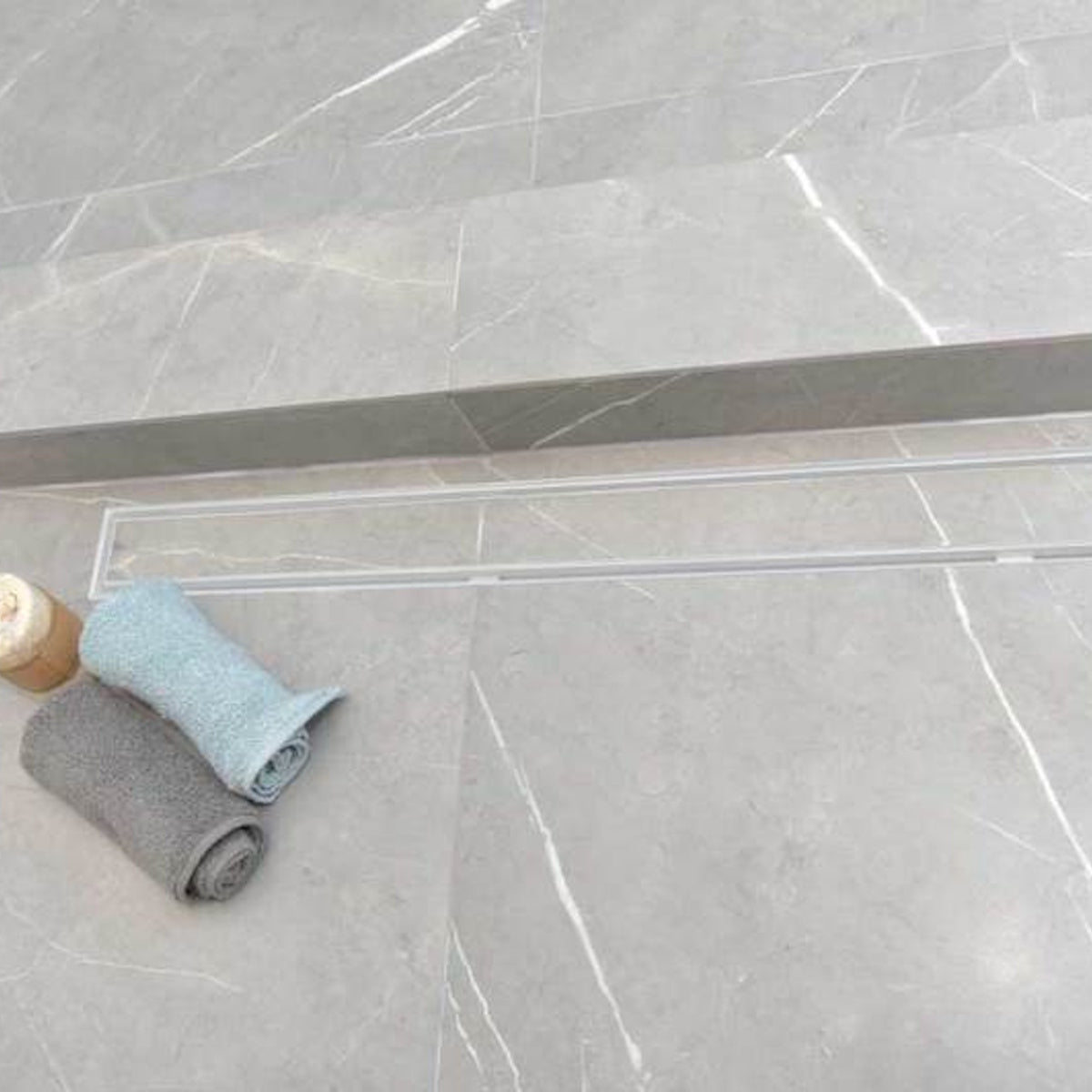 SereneDrains Side Discharge Vertical-to-Horizontal Converter with Tile Insert Linear Drain Kit