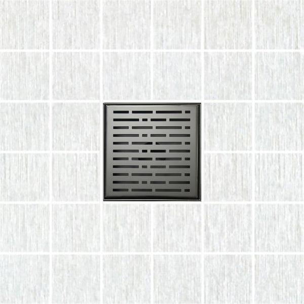 SereneDrains 6 Inch Matte Black Square Shower Drain Cover