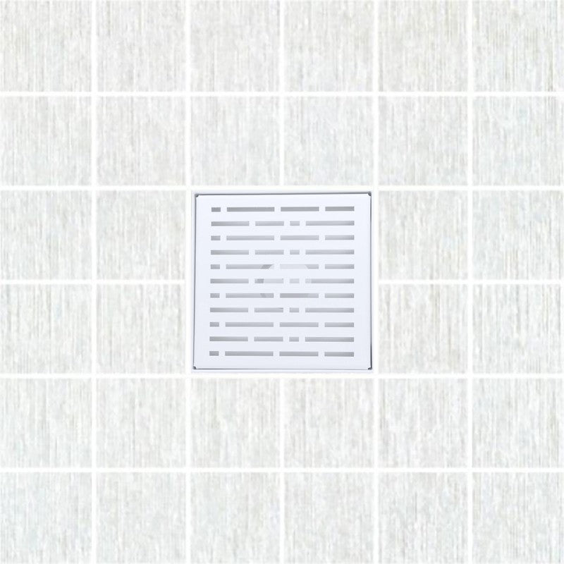 SereneDrains 6 Inch Square Matte White Shower Drain Cover