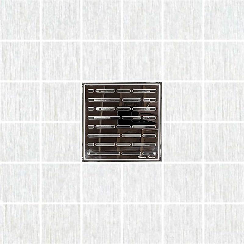 6 Inch Polished Square Shower Drain with Hair Catcher and Base Flange Kit