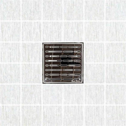 6 Inch Polished Square Shower Drain with Hair Catcher and Base Flange Kit