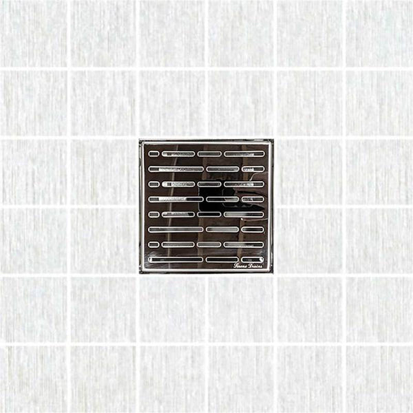 6 Inch Polished Square Shower Drain with Hair Catcher and Base Flange Kit
