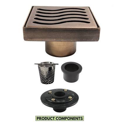 4 Inch Oil-rubbed Bronze Bathroom Drain with Hair Trap and Base Flange