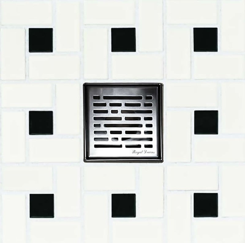 4 Inch Bathroom Floor Drain Kit, Polished Broken Lane Design