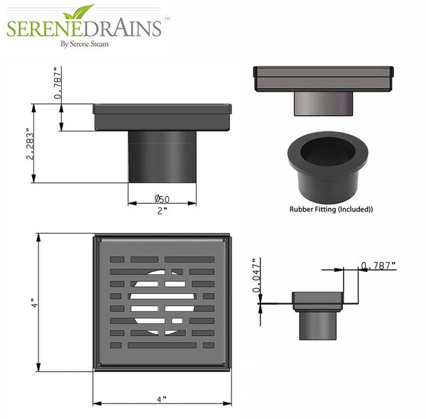4 Inch Bathroom Floor Drain Kit, Polished Broken Lane Design
