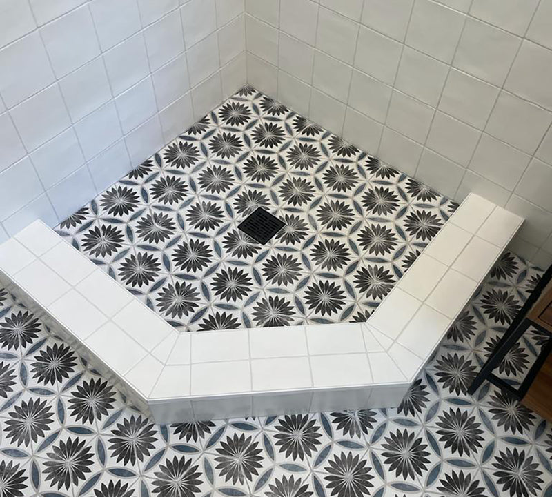 4 Inch Matte Black Shower Drain with Hair Strainer and Base Flange – Broken Lane Design